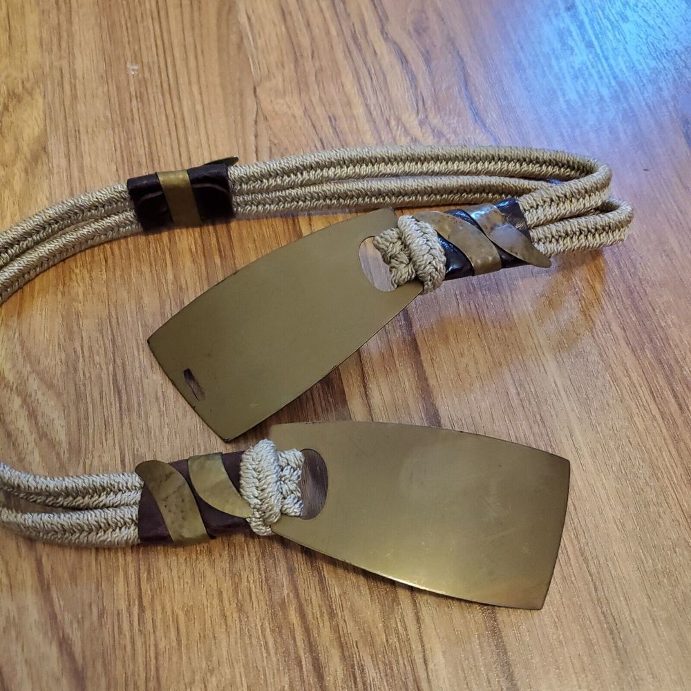 Artist‎ Handmade Belt Brass Leather Braided 29.5" + a bit of stretch